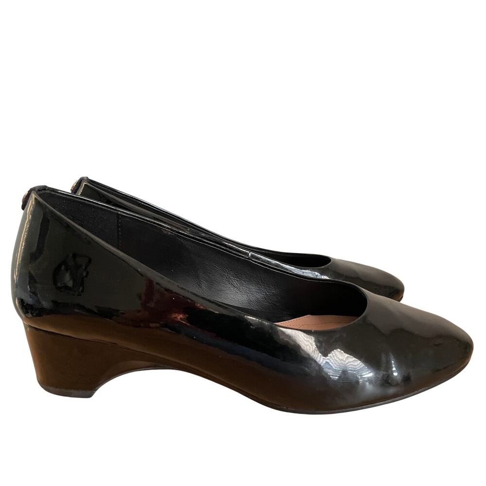 Taryn Rose Black Patent Low Wedge Pumps Comfort Heels Women’s size 11